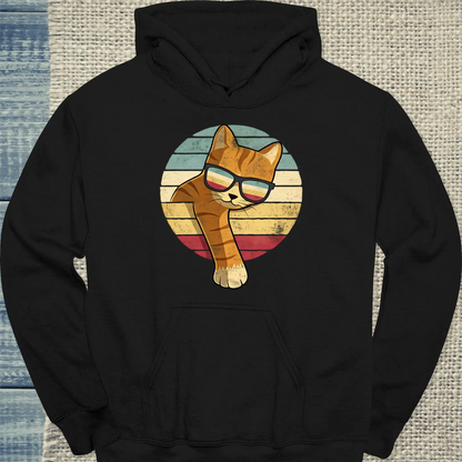 Hoodie - Orange Vintage - Unisex - Katze, Orange Schwarz