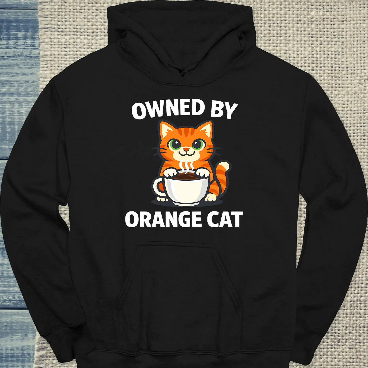 Hoodie - Owned by Orange Cat - Unisex - Katze & Kaffee, Orange Schwarz