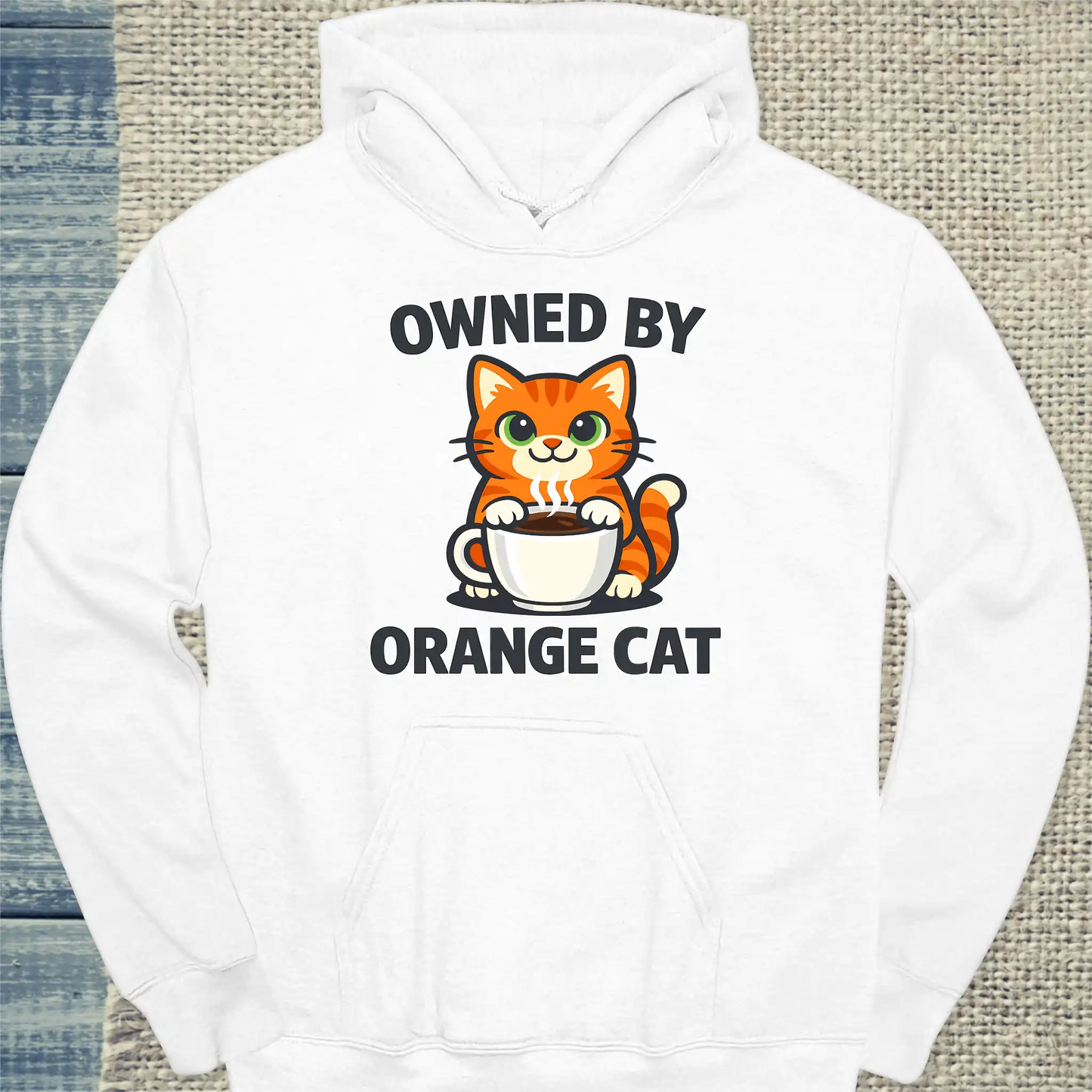 Hoodie - Owned by Orange Cat - Unisex - Katze & Kaffee, Orange Weiß