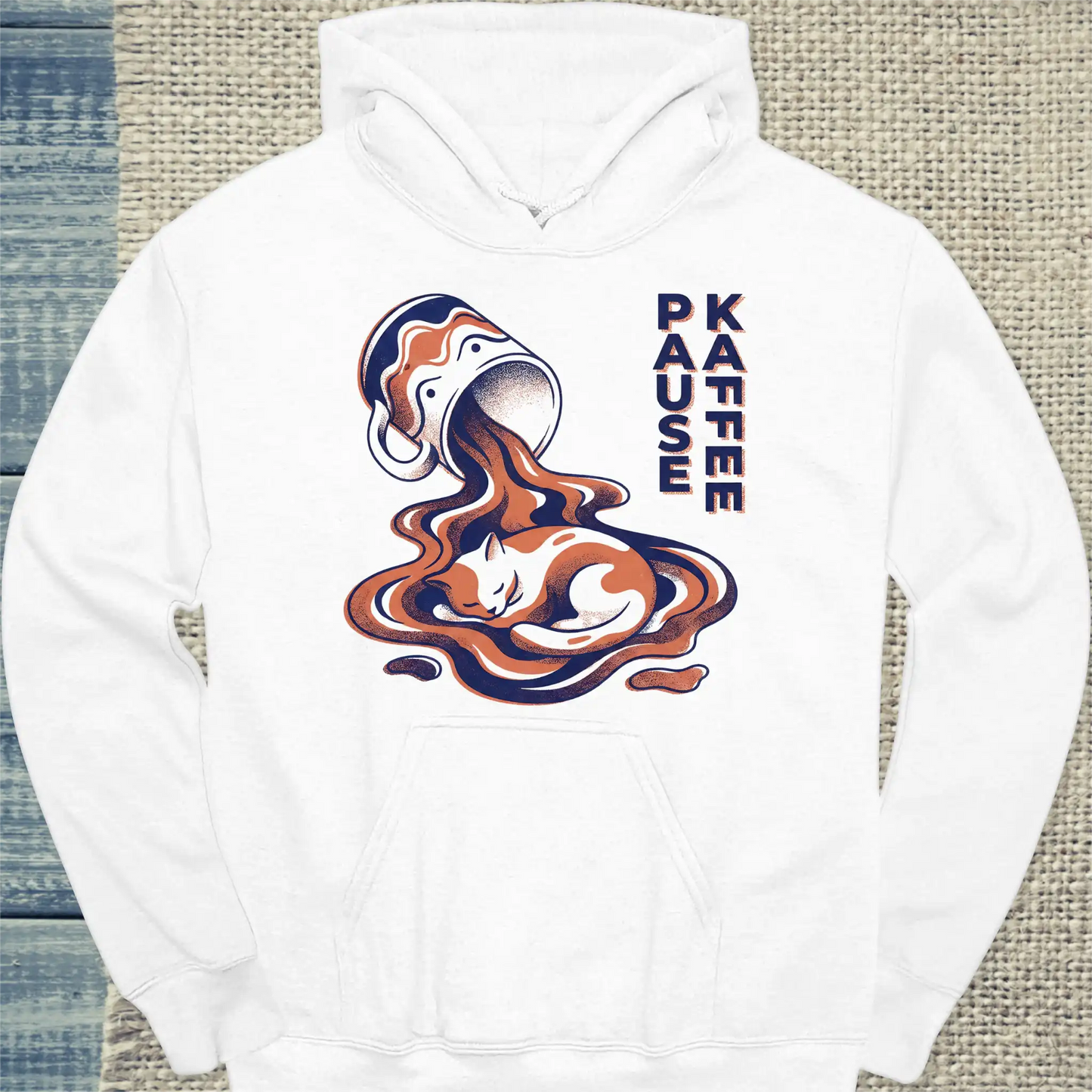 Hoodie - Pause - Kaffee - Unisex - Katze & Kaffee Weiß
