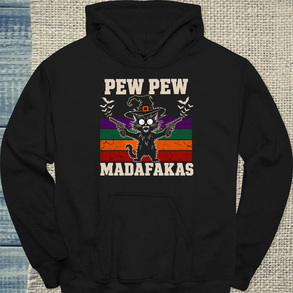 Hoodie - Pew Pew - Halloween - Unisex - Katze, Halloween Schwarz