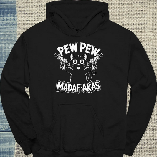 Hoodie - Pew Pew Madafakas Black - Unisex - Katze, Cat Guy Schwarz