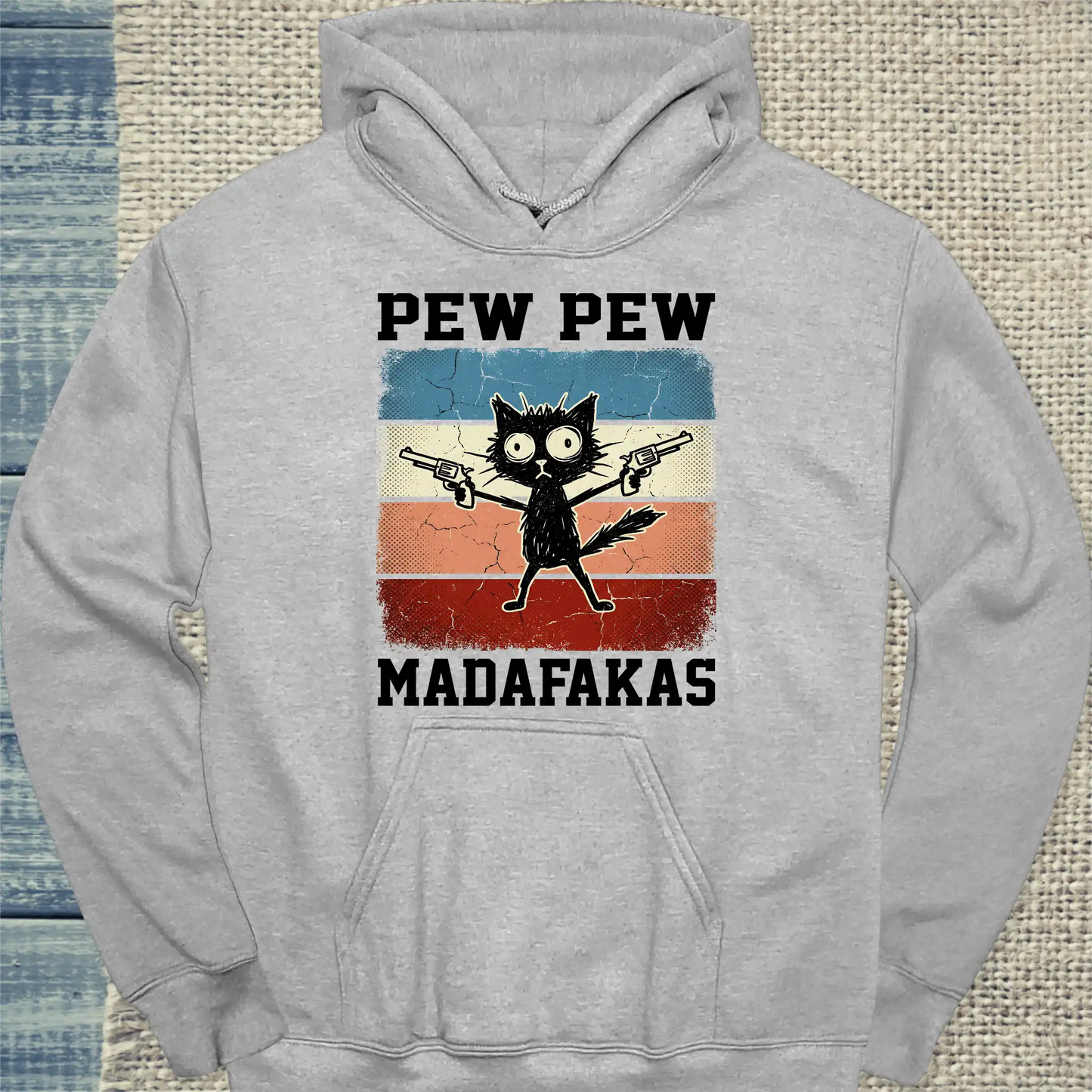 Hoodie - Pew Pew Madafakas - Unisex - Katze Grau