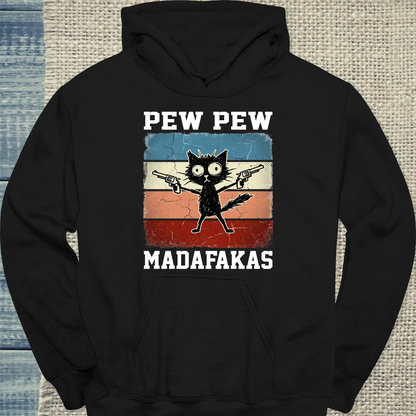 Hoodie - Pew Pew Madafakas - Unisex - Katze Schwarz