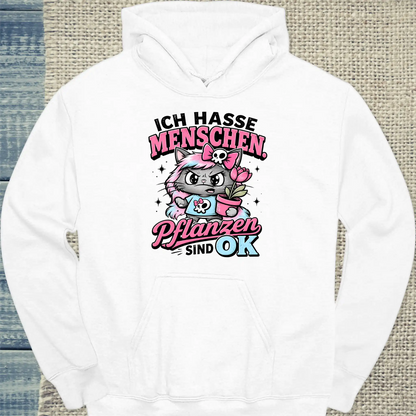 Hoodie - Pflanzen sind OK - Unisex - Katze Weiß