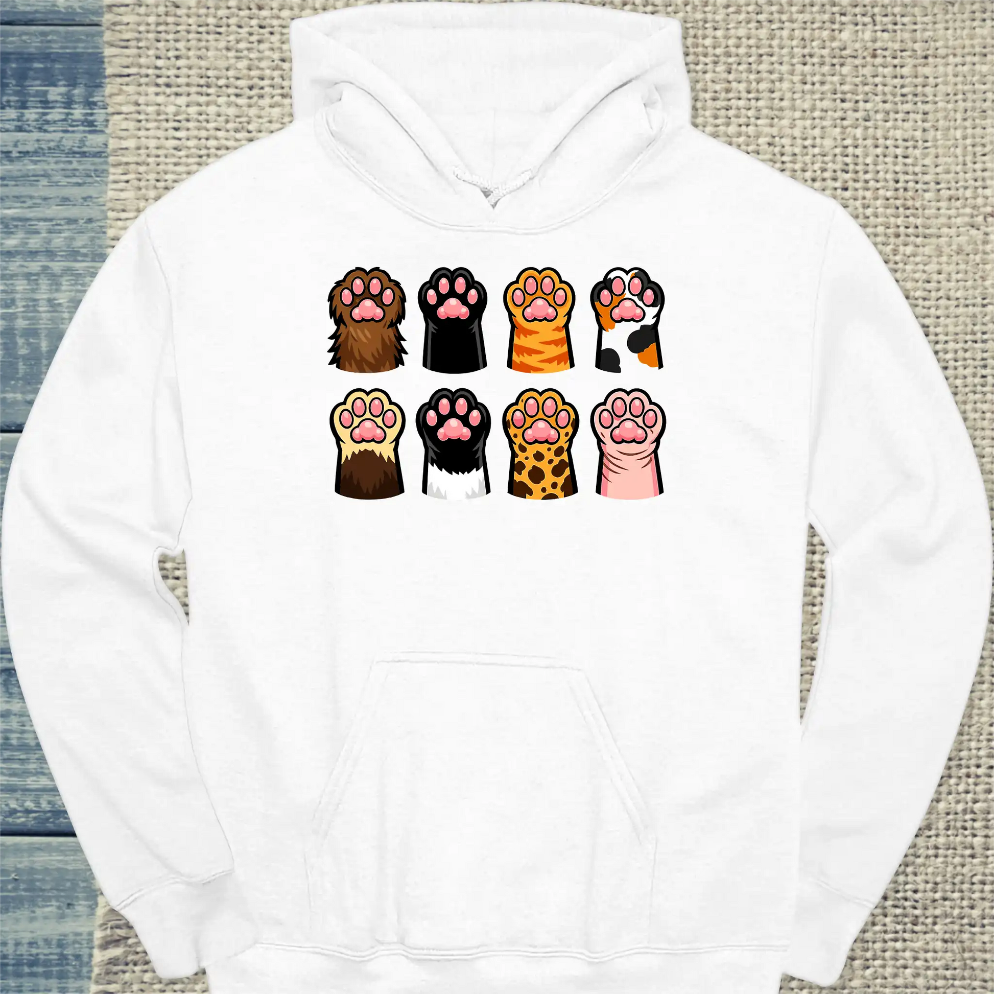 Hoodie - Pfoten - Unisex - Katze Weiß
