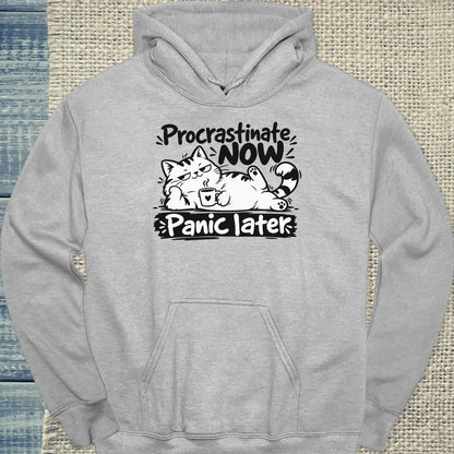 Hoodie - Procrastinate - Unisex - Katze Grau