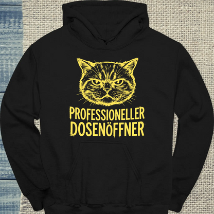 Hoodie - Professioneller Dosenöffner - Unisex - Katze Schwarz