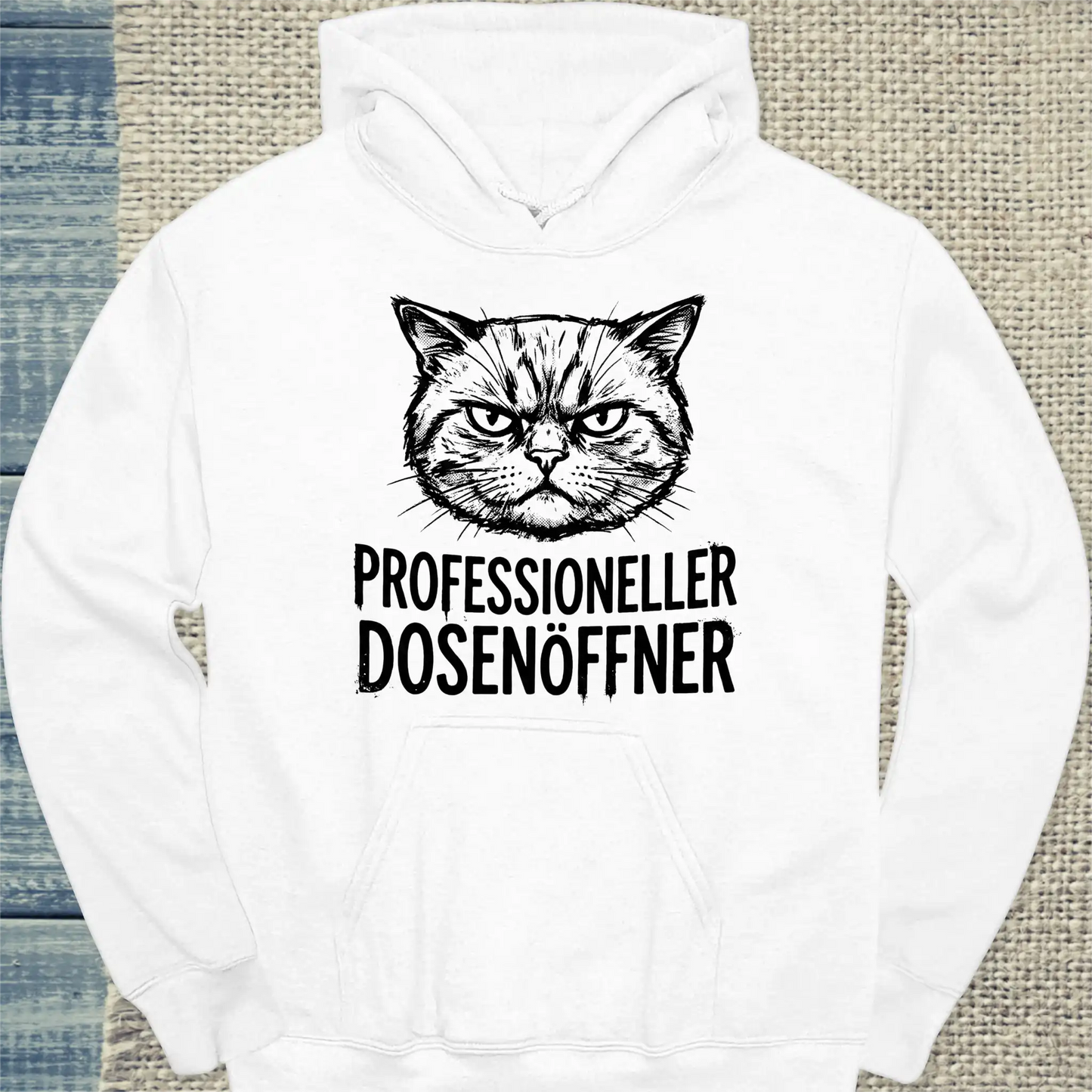 Hoodie - Professioneller Dosenöffner - Unisex - Katze Weiß