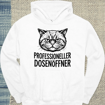 Hoodie - Professioneller Dosenöffner - Unisex - Katze Weiß