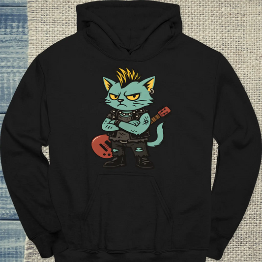 Hoodie - Punk Cat - Unisex - Katze Schwarz