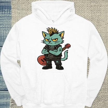 Hoodie - Punk Cat - Unisex - Katze Weiß