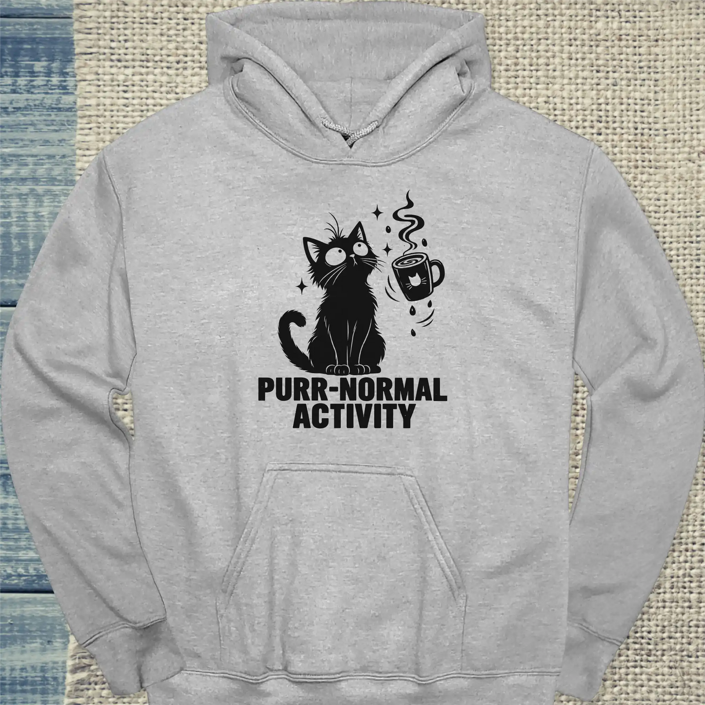 Hoodie - Purr-normal Activity - Unisex - Katze & Kaffee, Halloween Grau