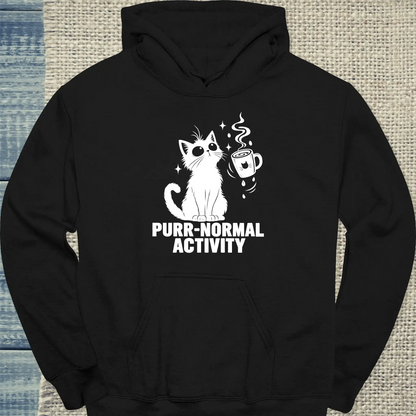 Hoodie - Purr-normal Activity - Unisex - Katze & Kaffee, Halloween Schwarz