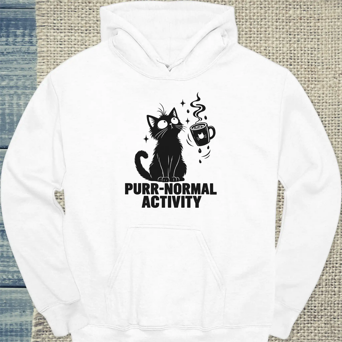 Hoodie - Purr-normal Activity - Unisex - Katze & Kaffee, Halloween Weiß