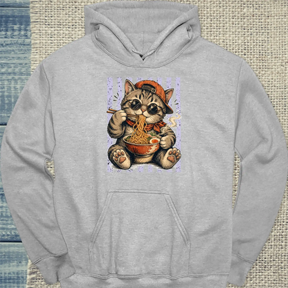 Hoodie - Ramen Boy - Unisex - Katze, Ramen, Cat Guy Grau