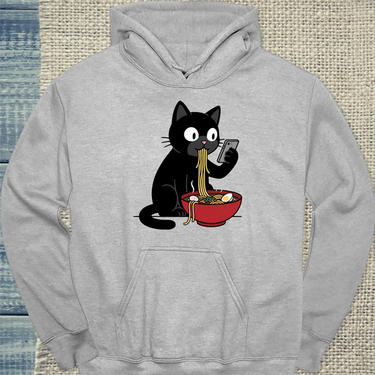 Hoodie - Ramen - Unisex - Katze Grau
