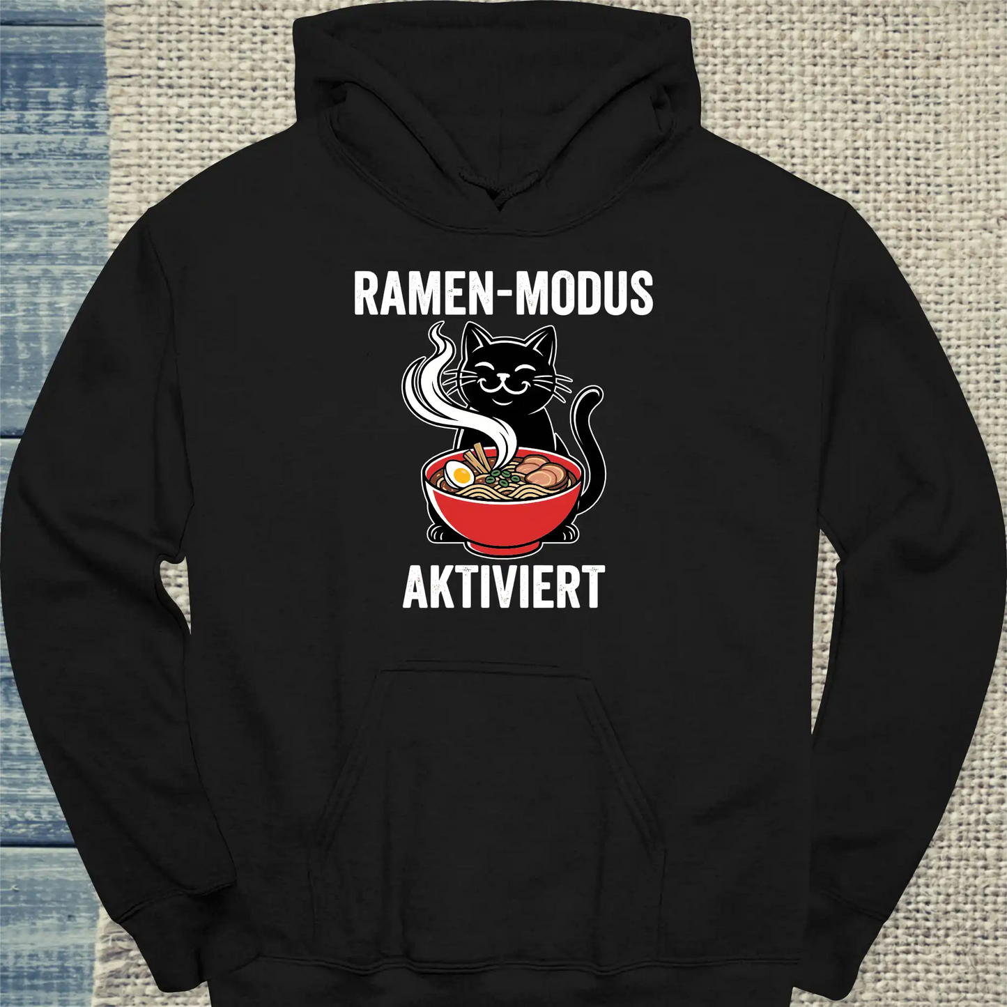 Hoodie - Ramen-Modus - Unisex - Katze Schwarz