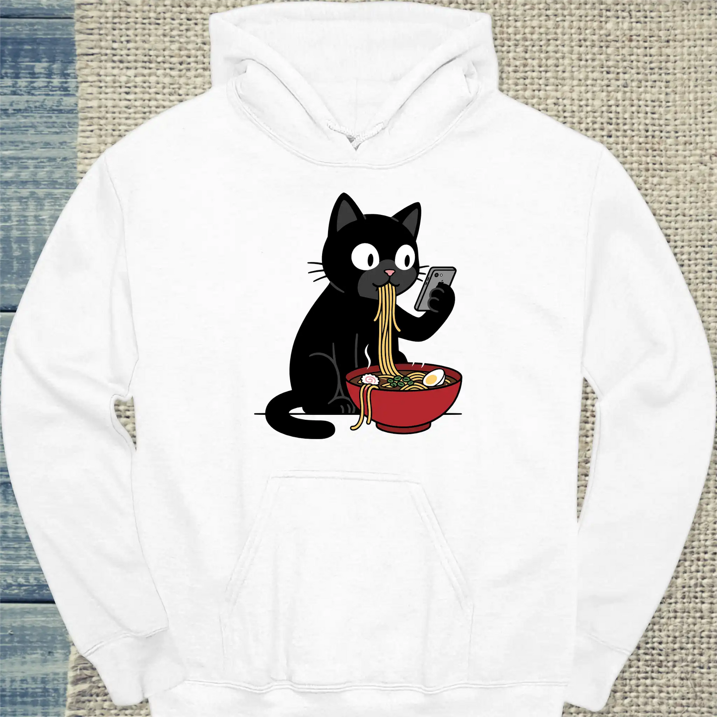 Hoodie - Ramen - Unisex - Katze Weiß