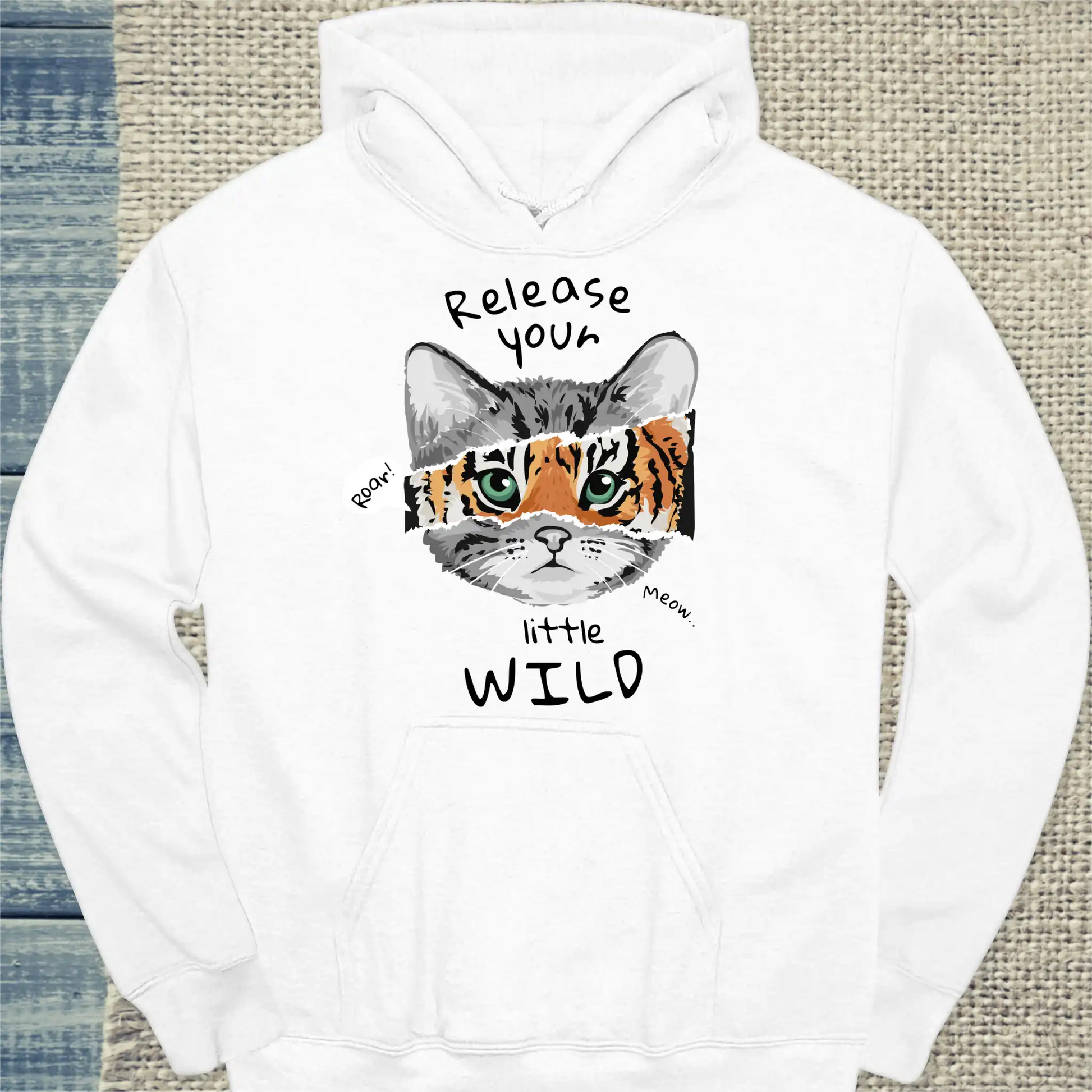 Hoodie - Release your little wild - Unisex - Katze Weiß
