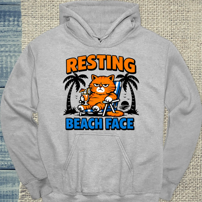 Hoodie - Resting Beach Face - Unisex - Katze, Sommer