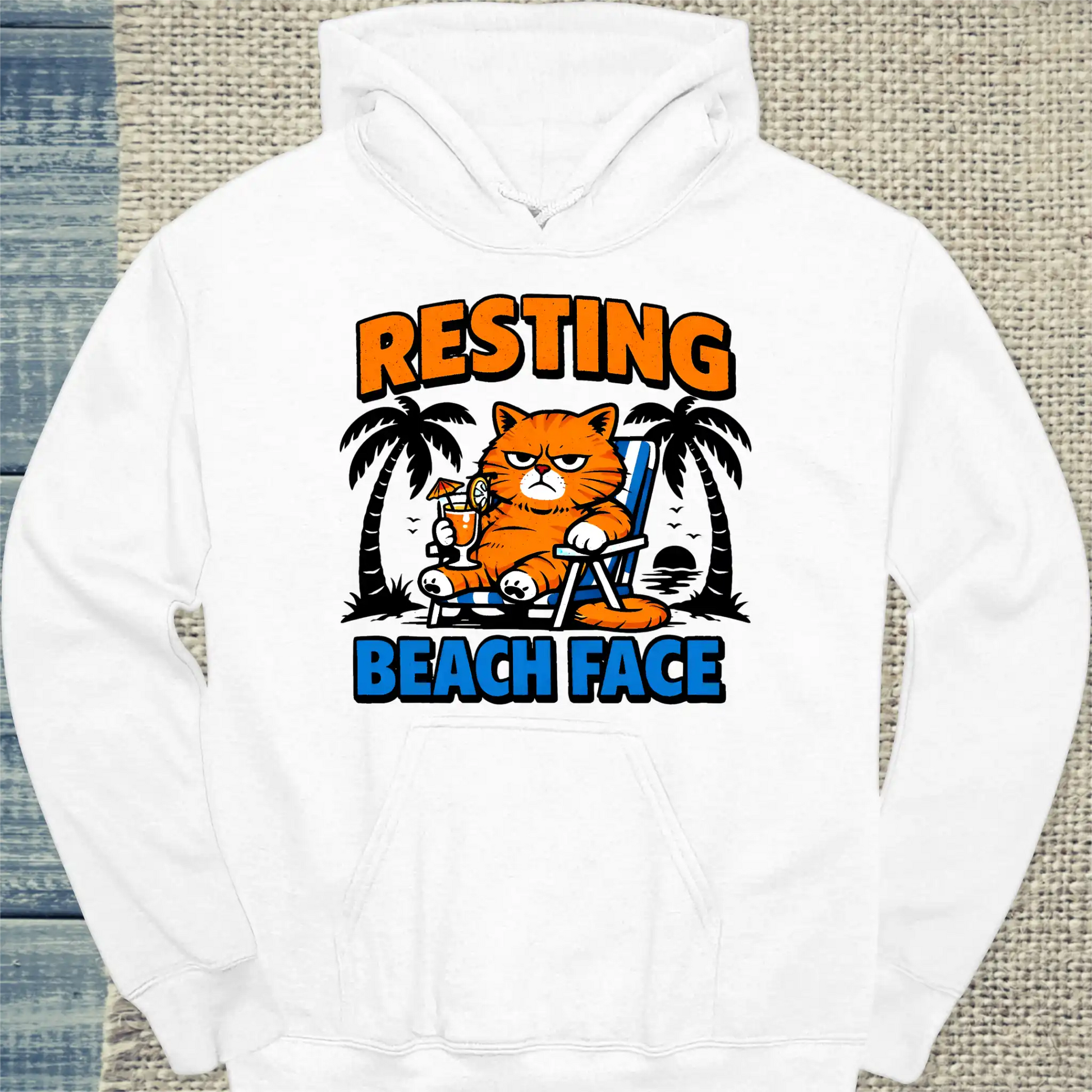 Hoodie - Resting Beach Face - Unisex - Katze, Sommer