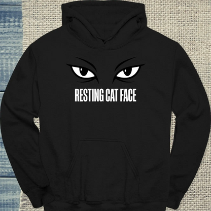 Hoodie - Resting Cat Face - Unisex - Katze Schwarz