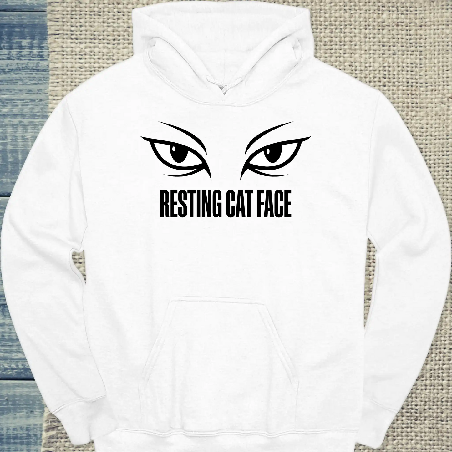 Hoodie - Resting Cat Face - Unisex - Katze Weiß
