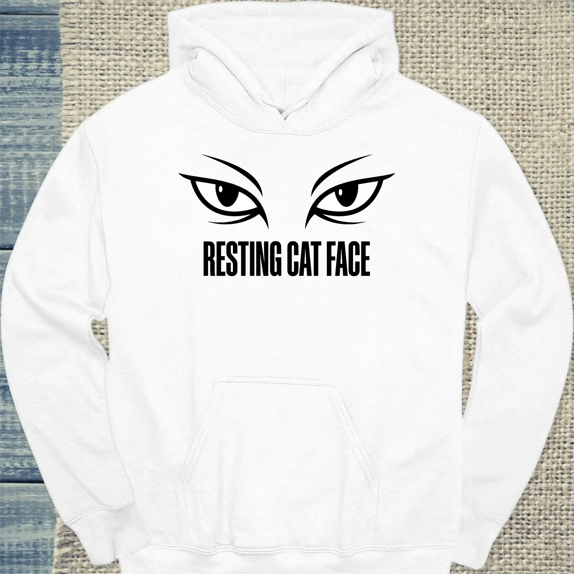 Hoodie - Resting Cat Face - Unisex - Katze Weiß