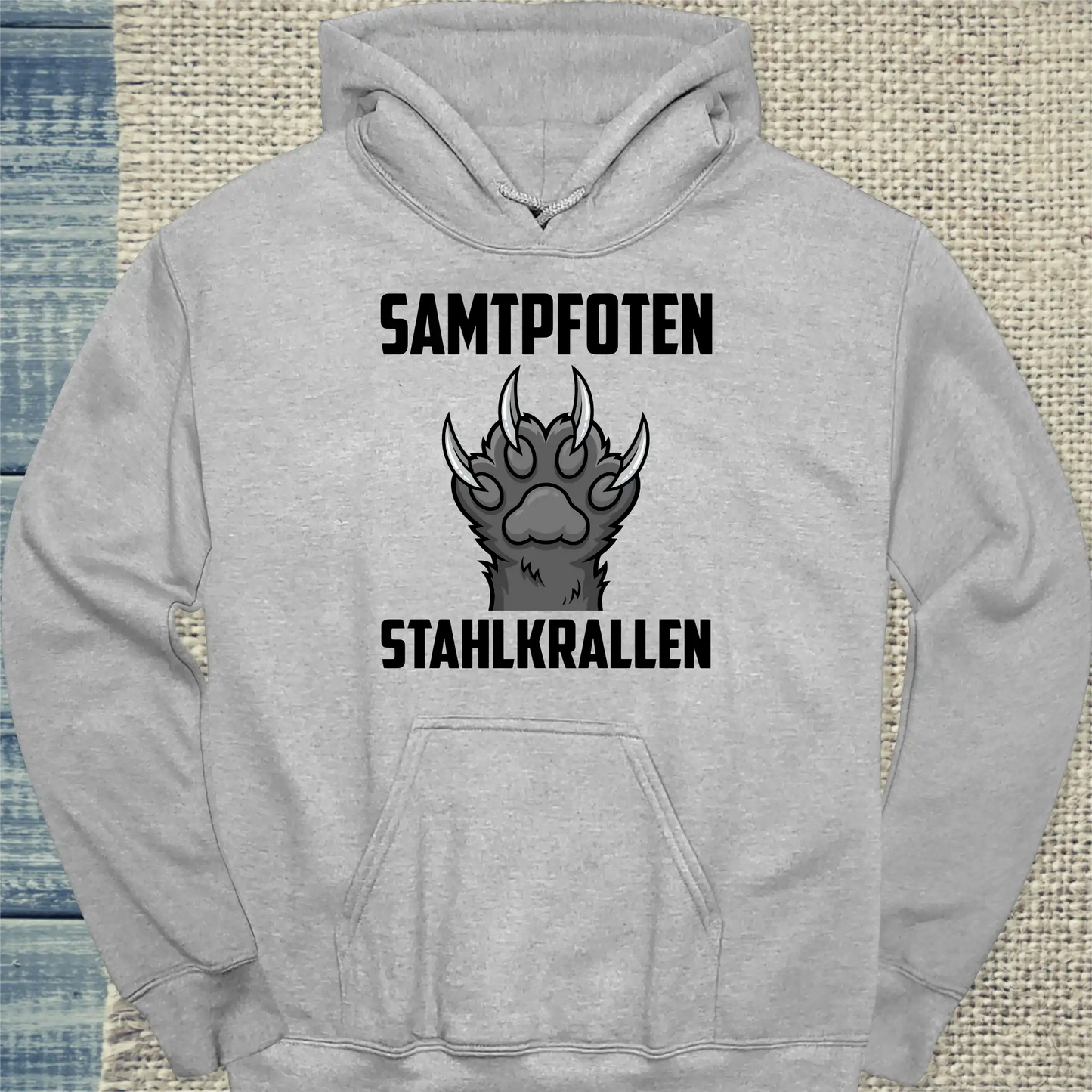 Hoodie - Samtpfoten - Stahlkrallen - Unisex - Katze Grau