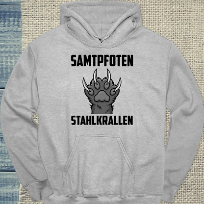 Hoodie - Samtpfoten - Stahlkrallen - Unisex - Katze Grau