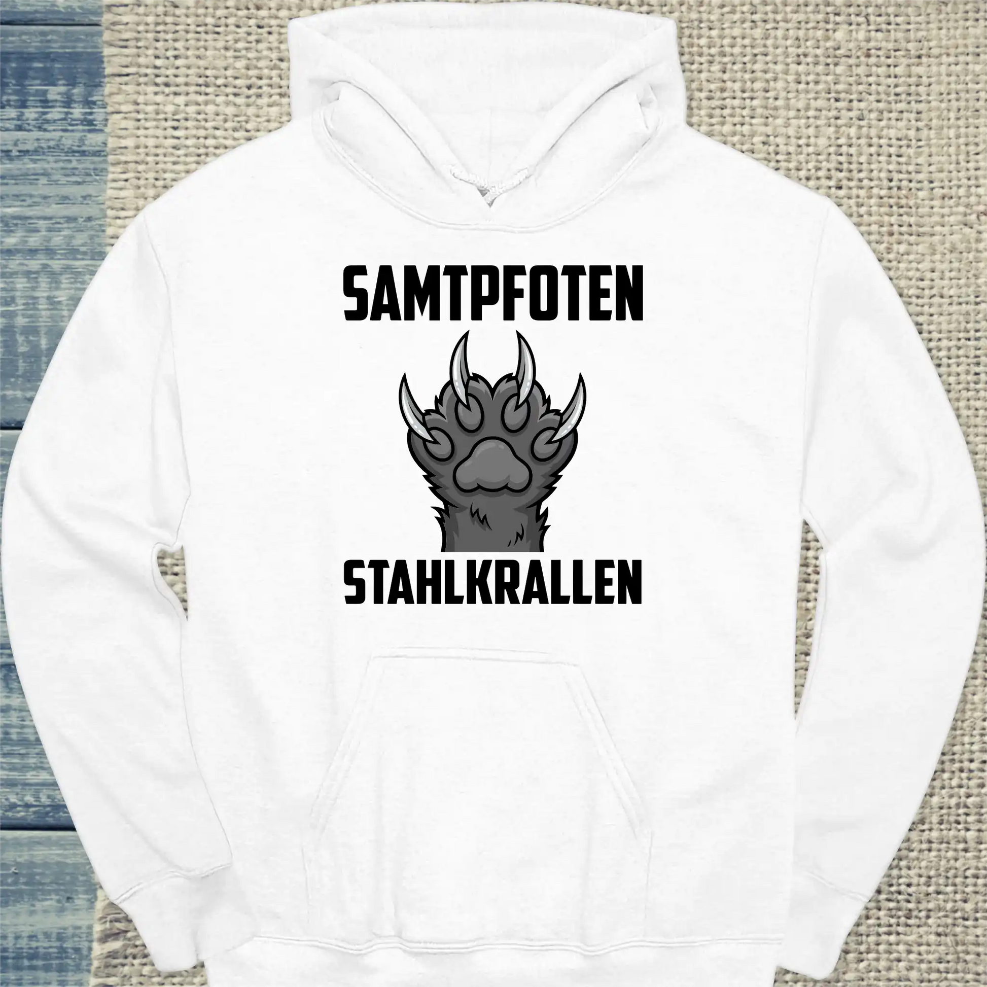 Hoodie - Samtpfoten - Stahlkrallen - Unisex - Katze Weiß