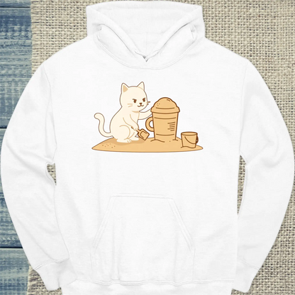 Hoodie - Sandkuchen - Unisex - Katze, Sommer Weiß