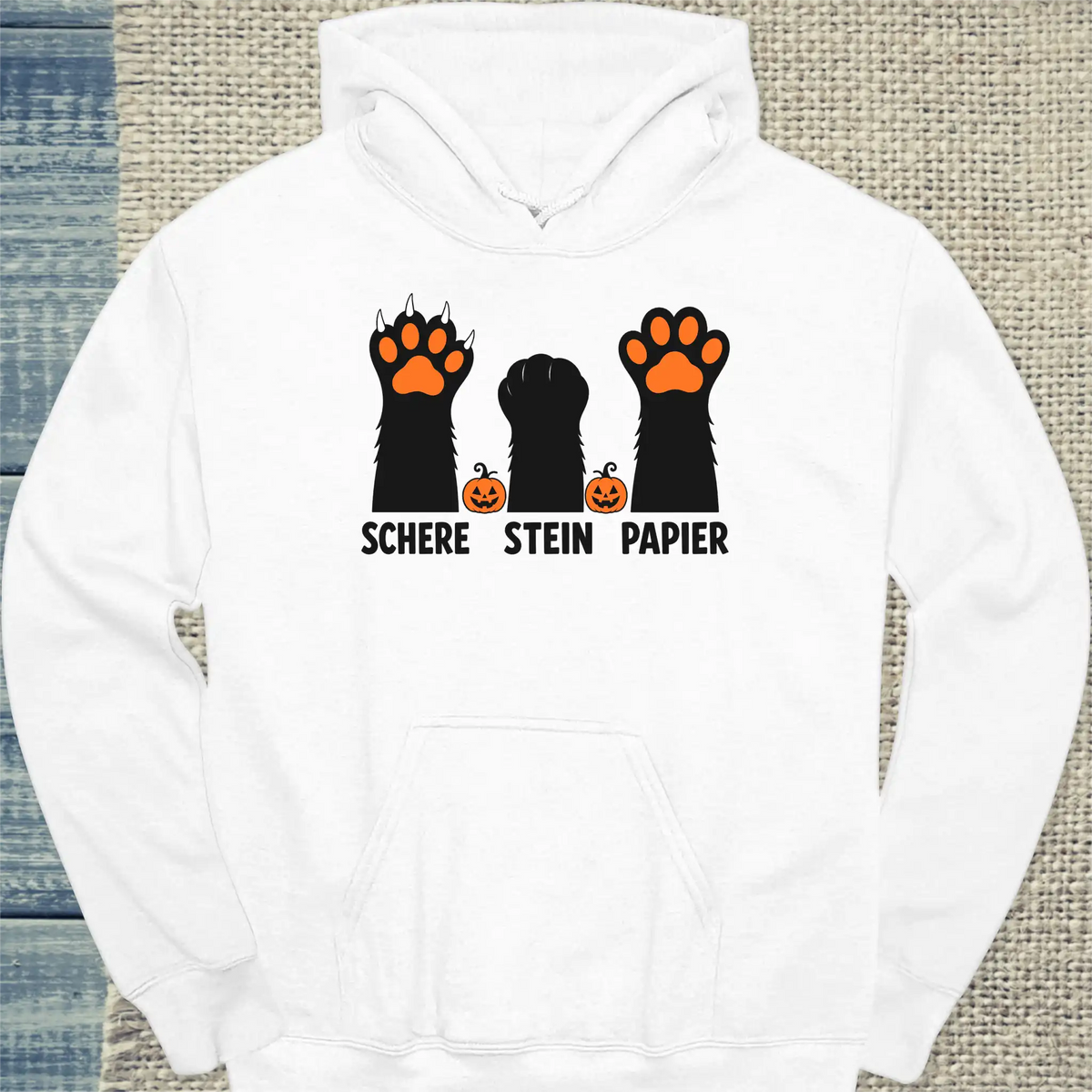 Hoodie - Schere Halloween - Unisex - Katze, Halloween Weiß