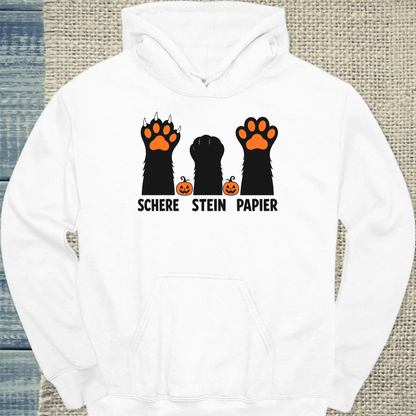 Hoodie - Schere Halloween - Unisex - Katze, Halloween Weiß