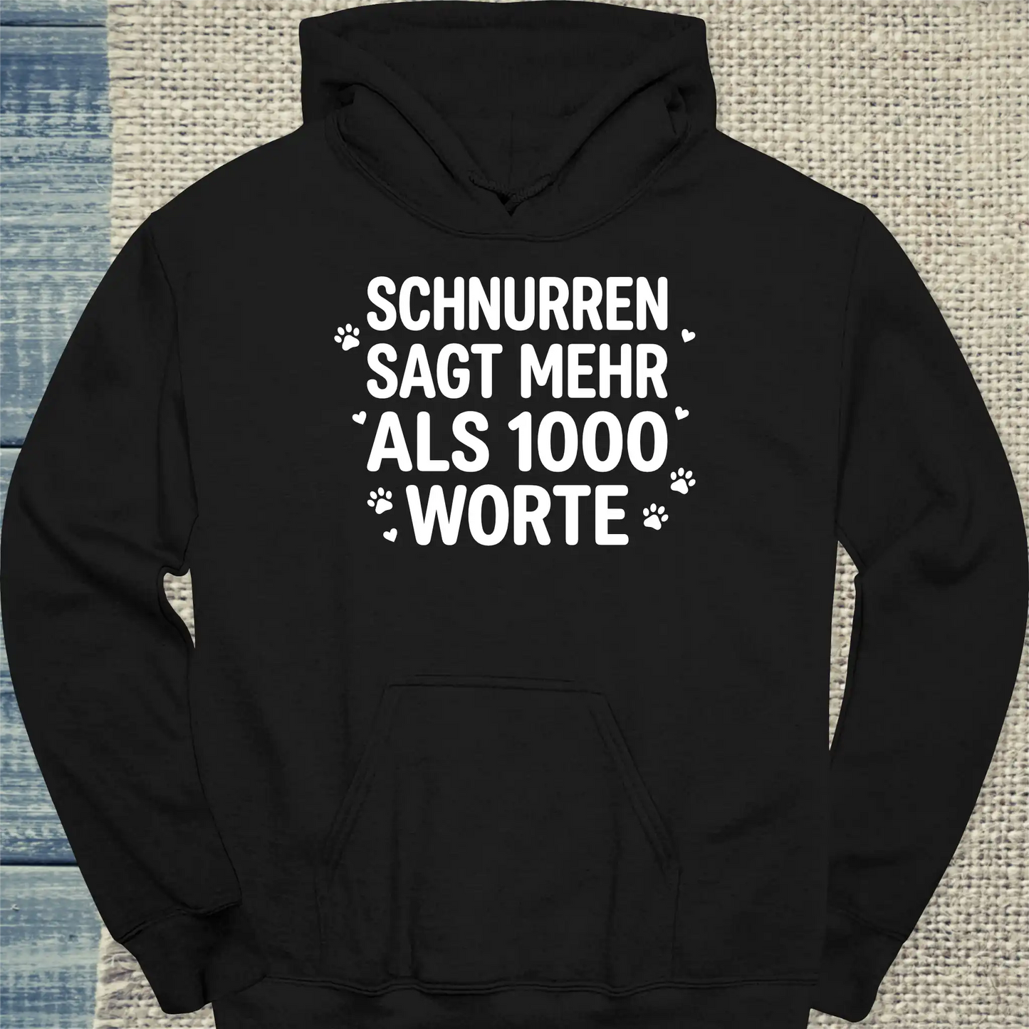 Hoodie - Schnurren sagt mehr als 1000 Worte - Unisex - Katze Schwarz