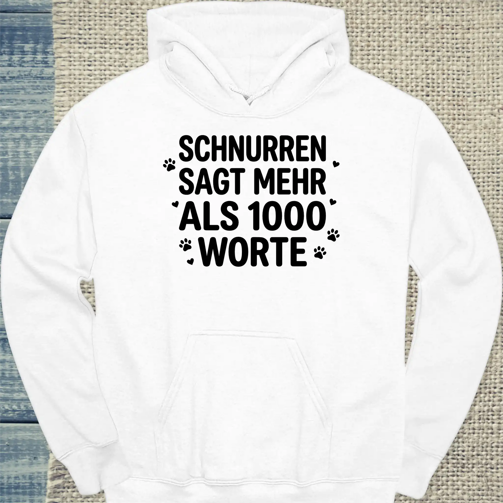 Hoodie - Schnurren sagt mehr als 1000 Worte - Unisex - Katze Weiß