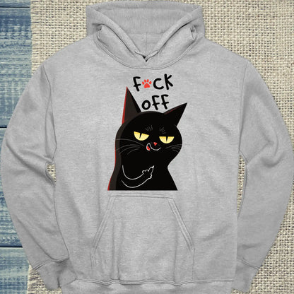 Hoodie - Schwarze Katze Mittelfinger - Unisex - Katze, Black Edition Grau