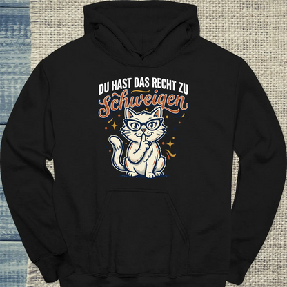 Hoodie - Schweigen - Unisex - Katze Schwarz