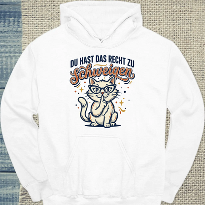 Hoodie - Schweigen - Unisex - Katze Weiß