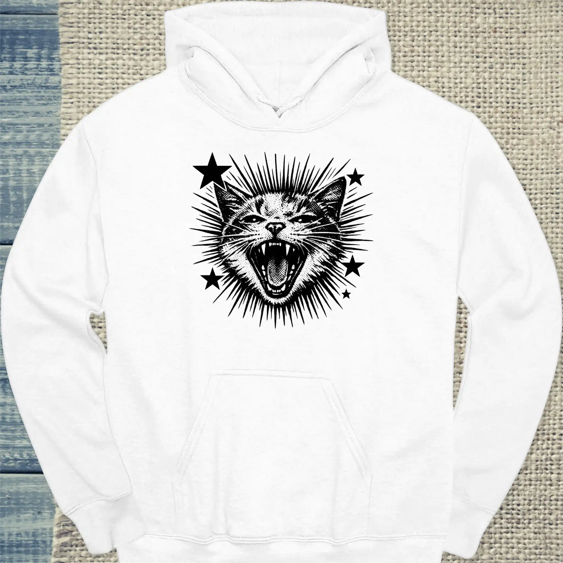 Hoodie - Scream - Unisex - Katze, Cat Guy Weiß