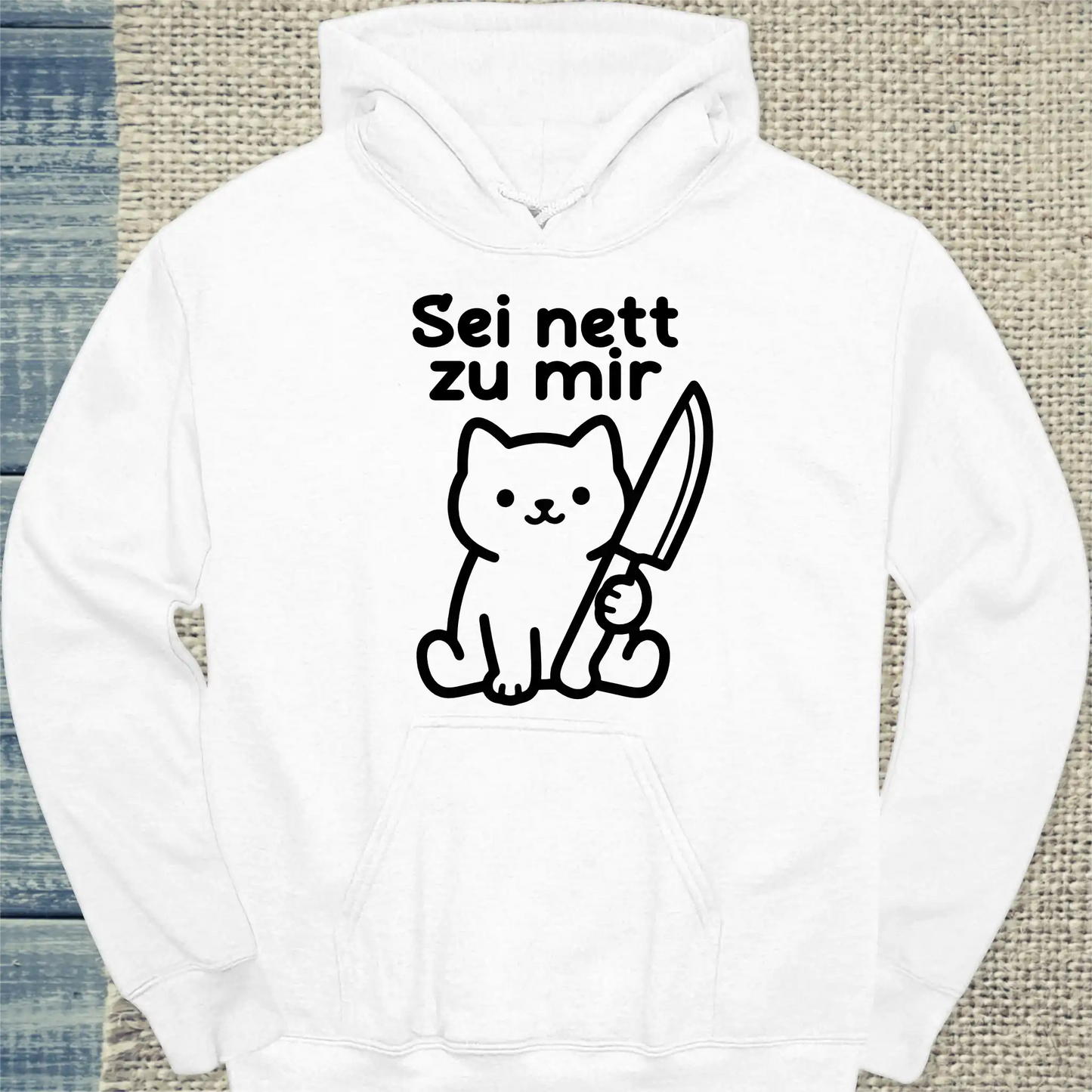 Hoodie - Sei nett zu mir - Unisex - Katze Weiß