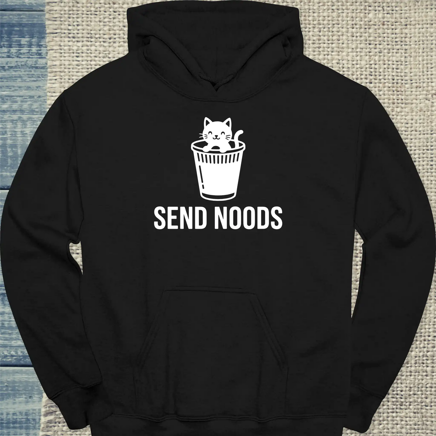Hoodie - SEND NOODS - Unisex - Katze, Ramen Schwarz