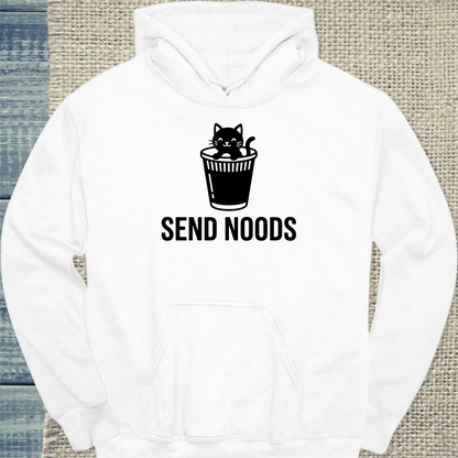 Hoodie - SEND NOODS - Unisex - Katze, Ramen Weiß