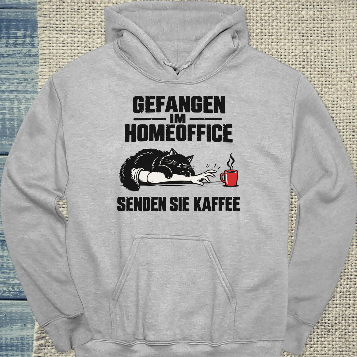 Hoodie - Senden Sie Kaffee - Unisex - Katze & Kaffee Grau