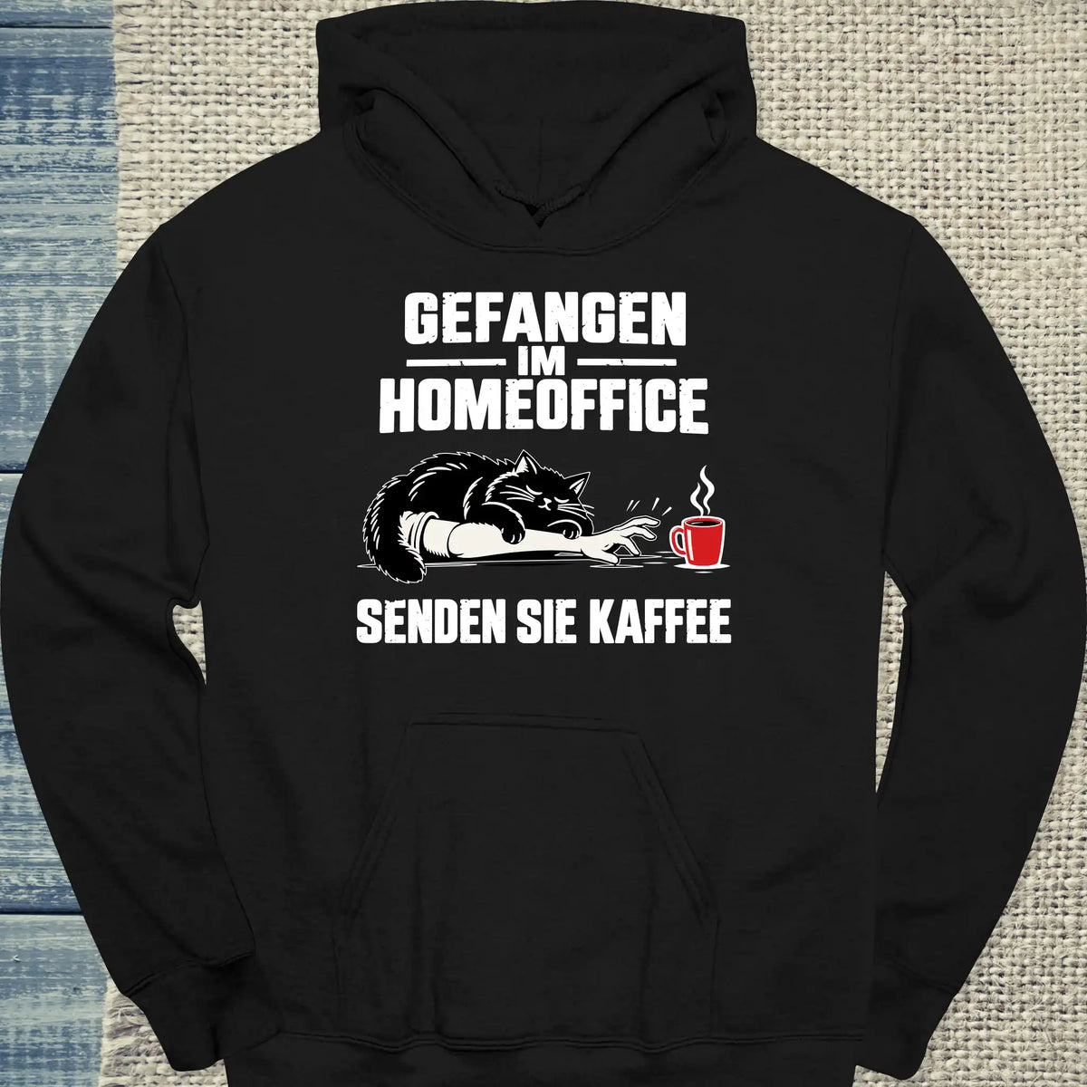 Hoodie - Senden Sie Kaffee - Unisex - Katze & Kaffee Schwarz