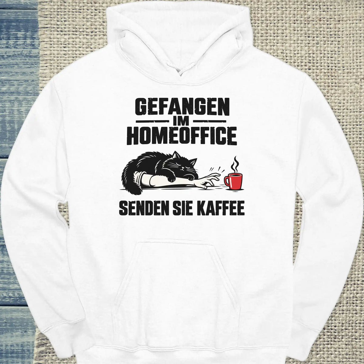 Hoodie - Senden Sie Kaffee - Unisex - Katze & Kaffee Weiß