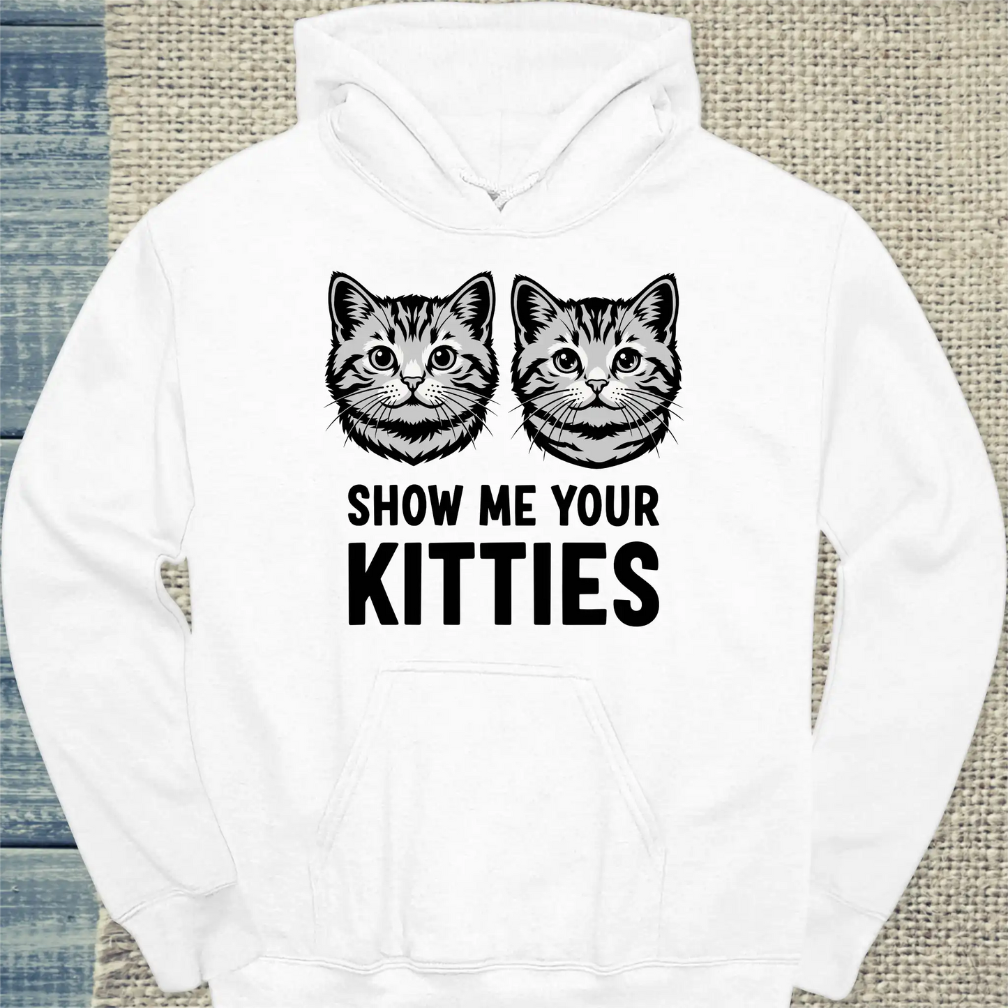 Hoodie - Show Me Your Kitties - Unisex - Katze Weiß
