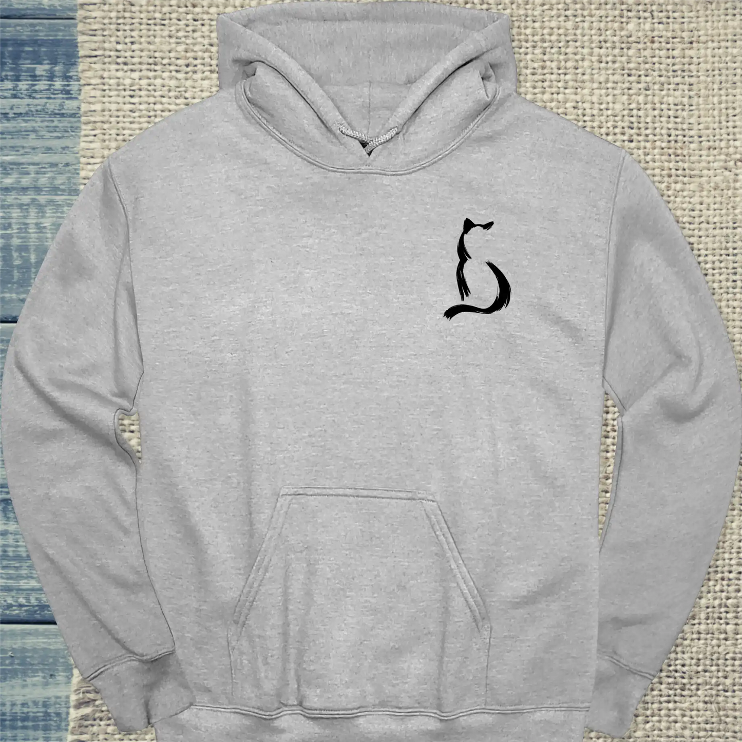 Hoodie - Silhouette - Unisex - Katze Grau