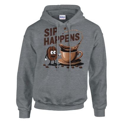 Hoodie - Sip Happens - Unisex - Kaffee Grau
